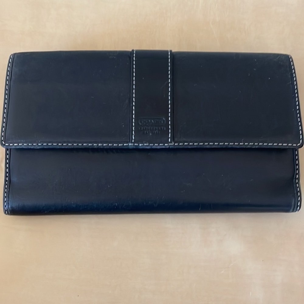 🟡 VINTAGE COACH WALLET BLACK LEATHER